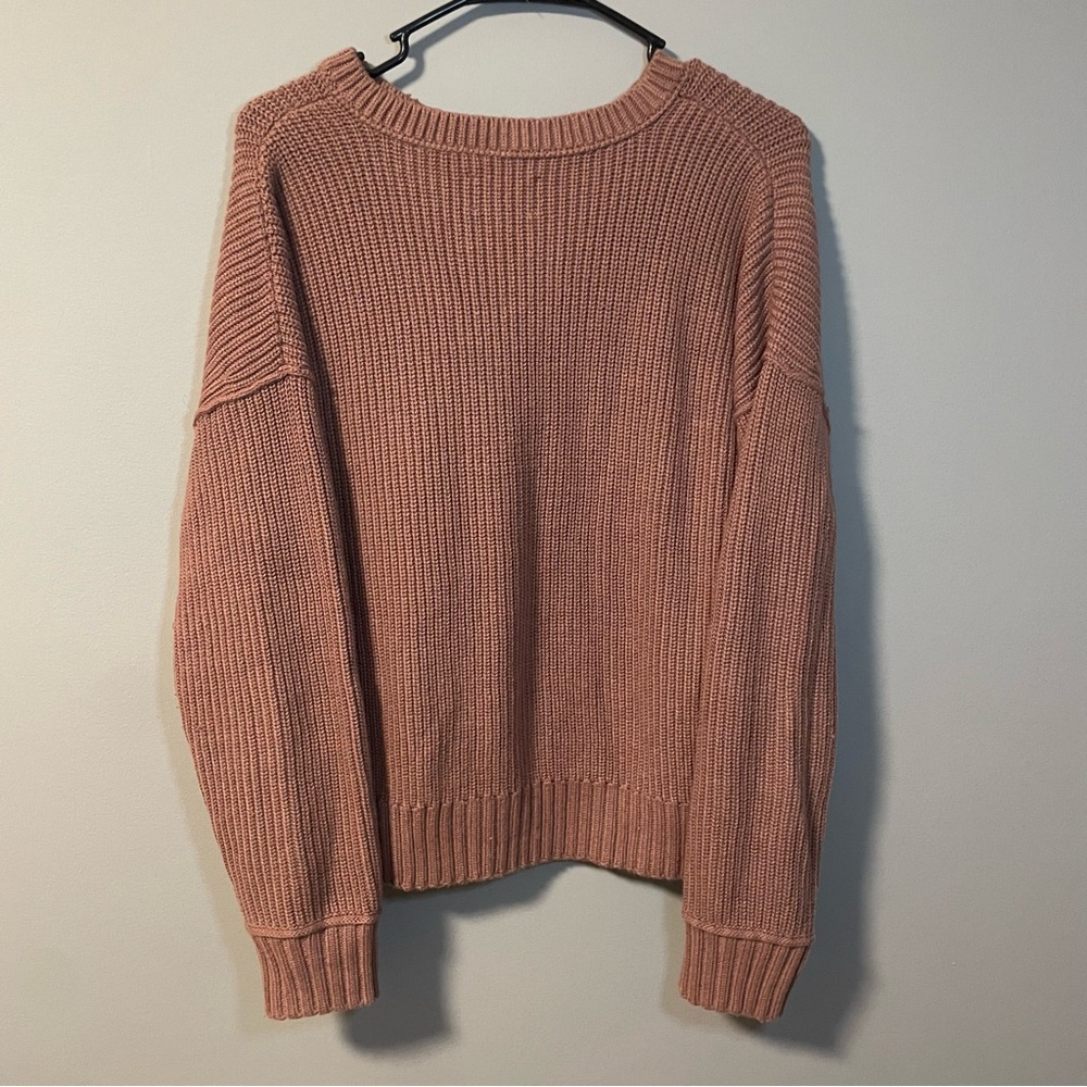 Lucky Brand Notch V-Neck Sweater Burlwood Women’s XS Oversized Knit Cozy Warm - Picture 4 of 7
